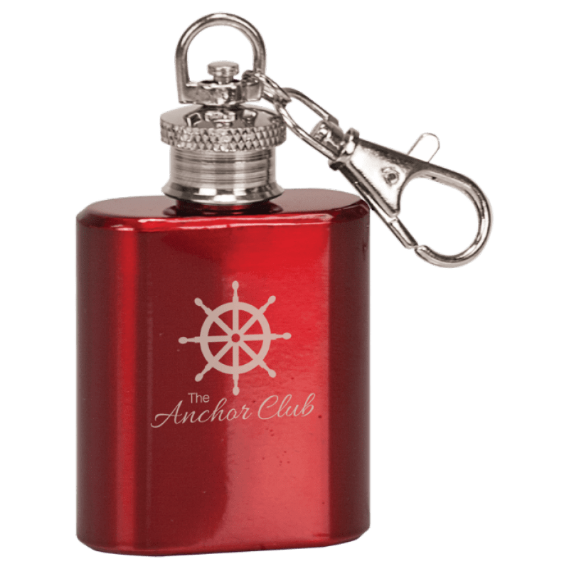 1 oz Gloss Red Stainless Steel Flask Keychain