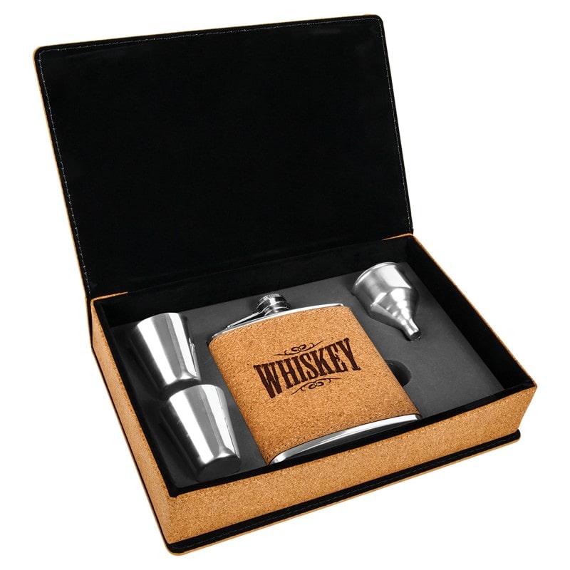6 oz Cork Flask Gift Box Set