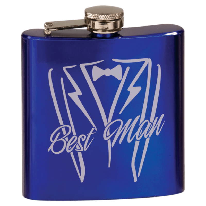 6 oz Gloss Blue Stainless Steel Flask