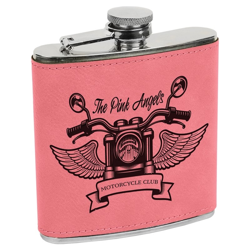 6 oz Pink Leatherette Flask