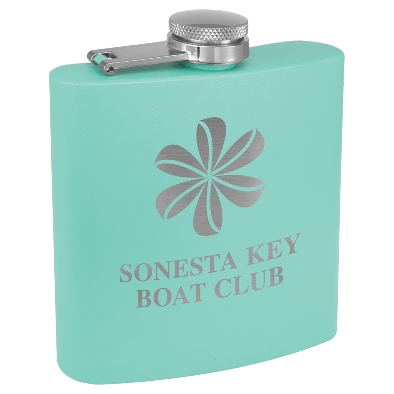 6 oz Powder Coated Flask Teal