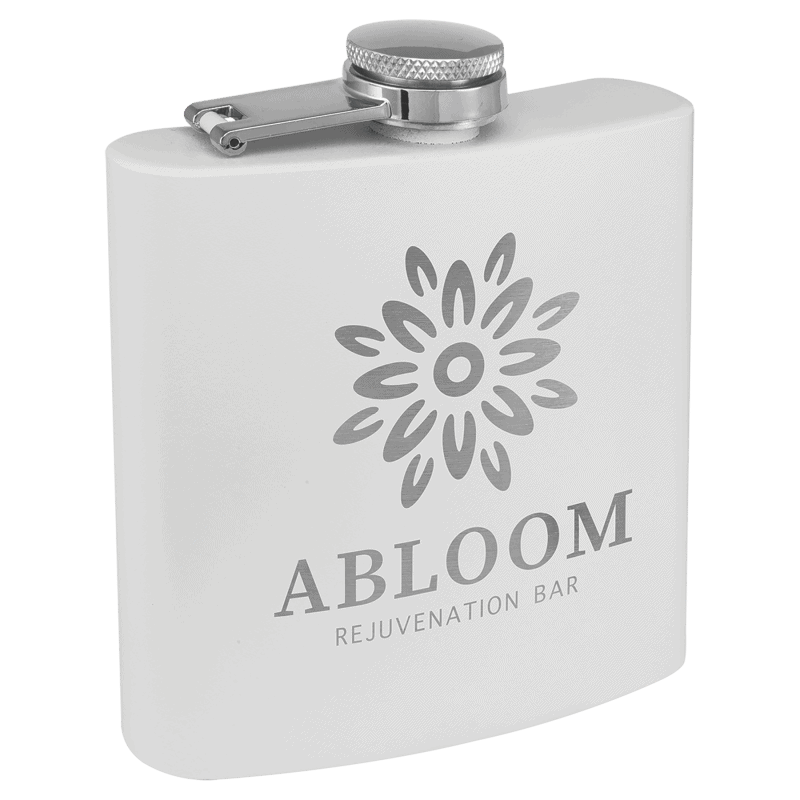 6 oz Powder Coated Flask White