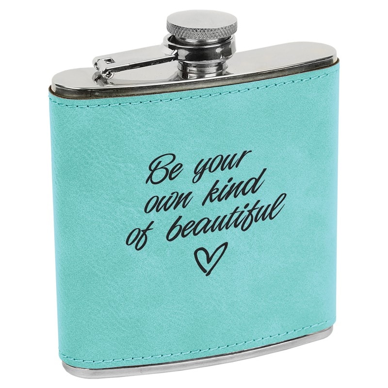 6 oz Teal Leatherette Flask