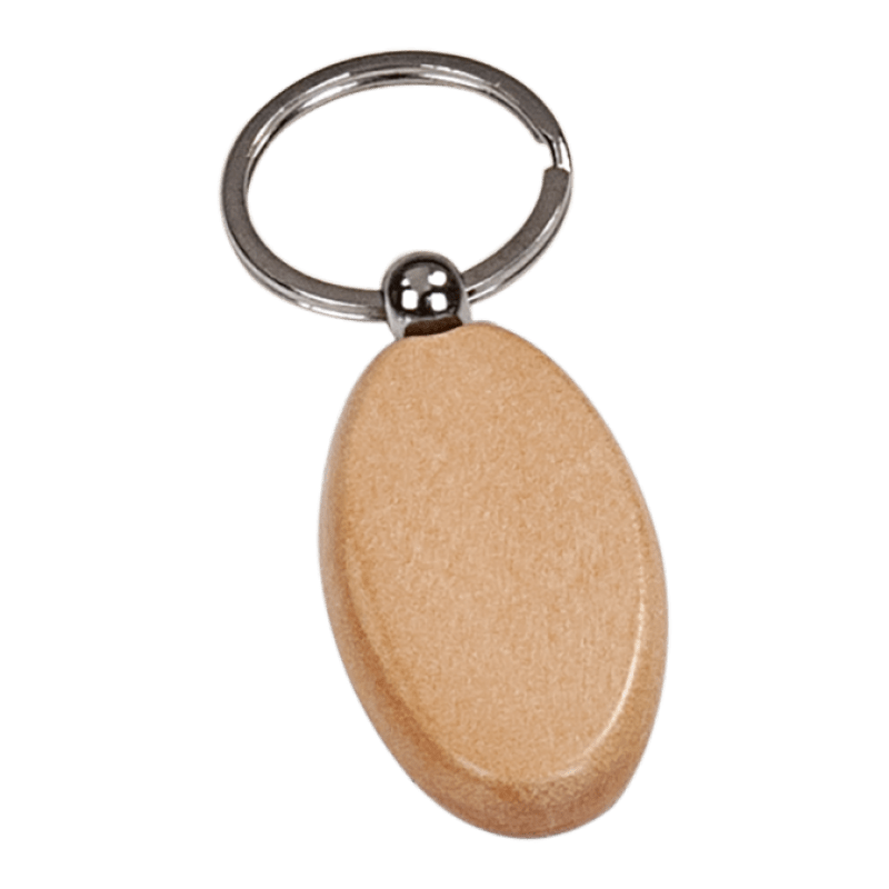 Wooden Maple Oval Keychain
